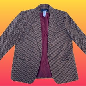 Sag Harbor Petite Plaid Houndstooth Blazer